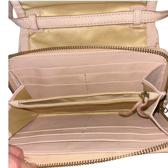 Lucky Brand Aila Convertible Leather Crossbody Wallet Organizer Pink Blush - Picture 4 of 11